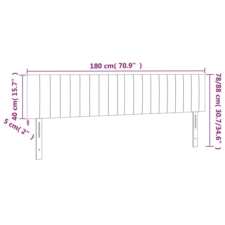 sengegavl med LED-lys 180x5x78/88 cm stof gråbrun