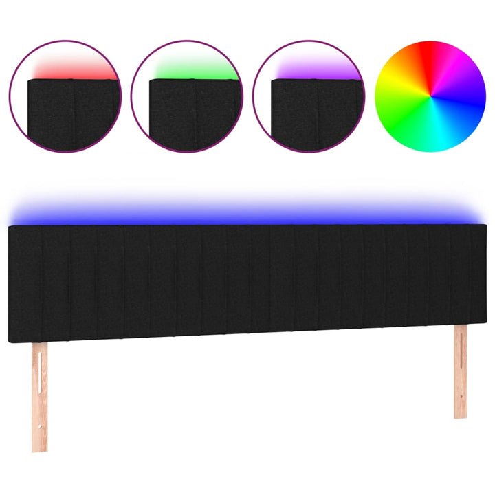 sengegavl med LED-lys 200x5x78/88 cm stof sort