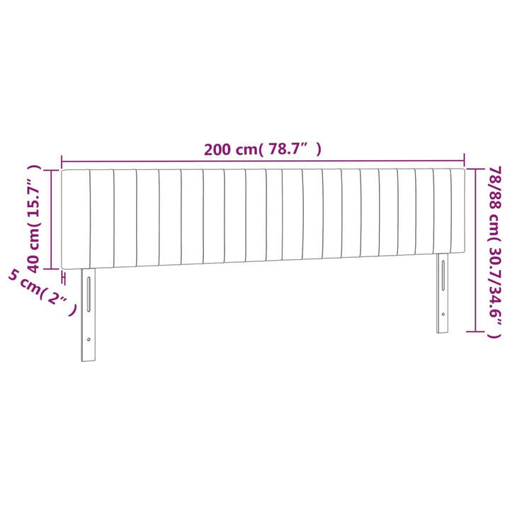 sengegavl med LED-lys 200x5x78/88 cm stof gråbrun