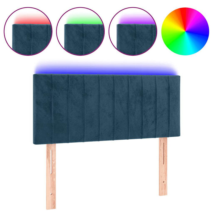 sengegavl med LED-lys 100x5x78/88 cm fløjl mørkeblå