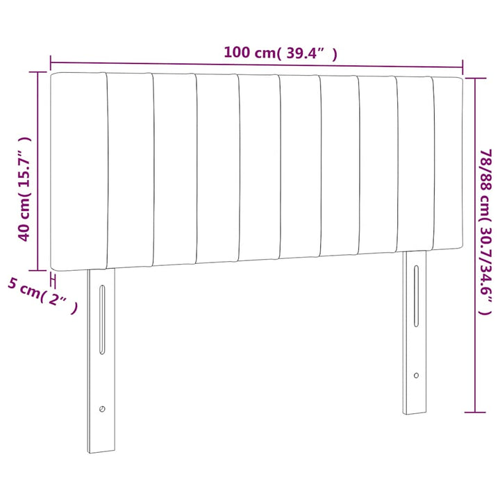 sengegavl med LED-lys 100x5x78/88 cm fløjl mørkeblå