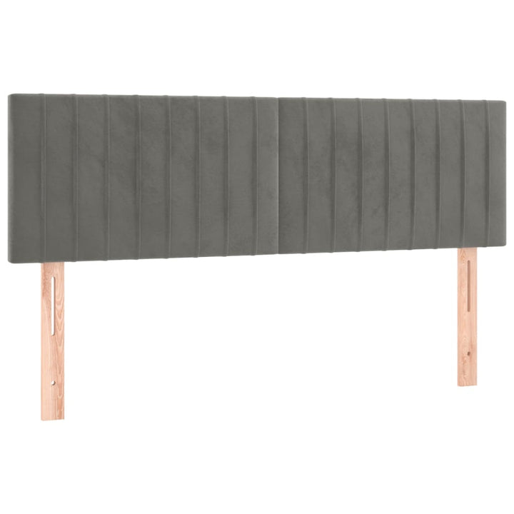 sengegavl med LED-lys 144x5x78/88 cm fløjl lysegrå