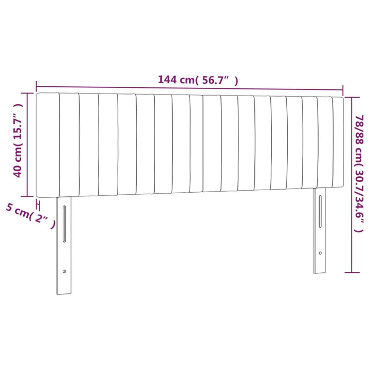 sengegavl med LED-lys 144x5x78/88 cm fløjl sort