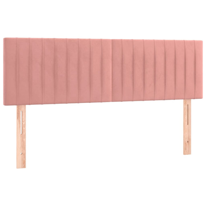 sengegavl med LED-lys 144x5x78/88 cm fløjl lyserød