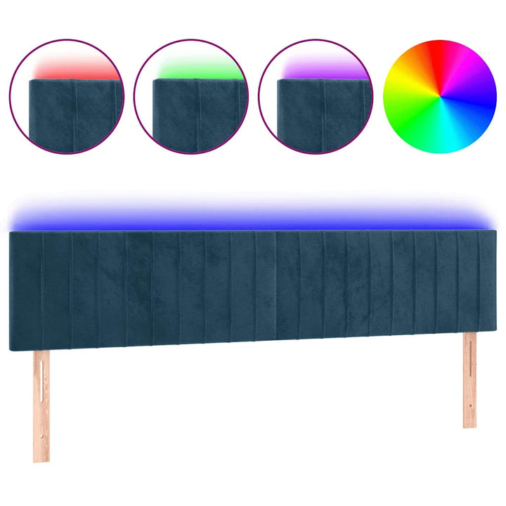 sengegavl med LED-lys 160x5x78/88 cm fløjl mørkeblå
