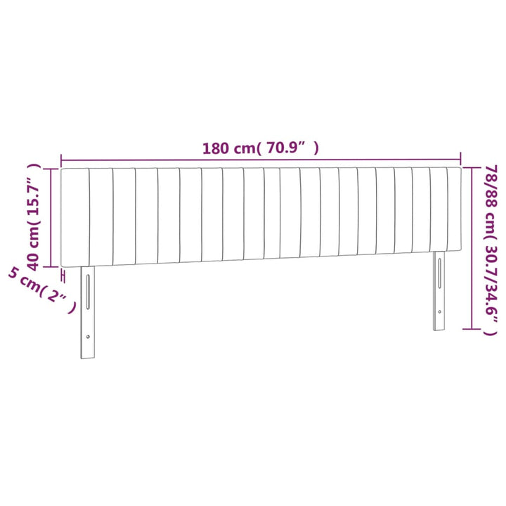 sengegavl med LED-lys 180x5x78/88 cm velour lysegrå