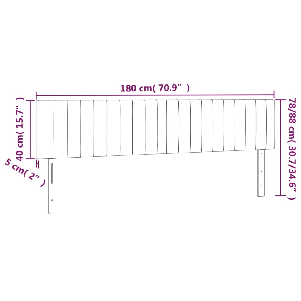 sengegavl med LED-lys 180x5x78/88 cm velour mørkegrå