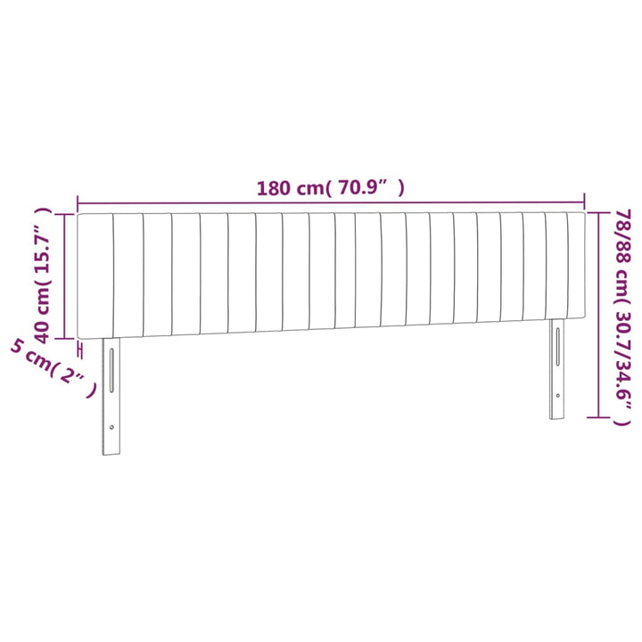 sengegavl med LED-lys 180x5x78/88 cm velour mørkegrå
