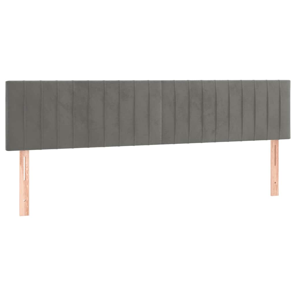 sengegavl med LED-lys 200x5x78/88 cm fløjl lysegrå