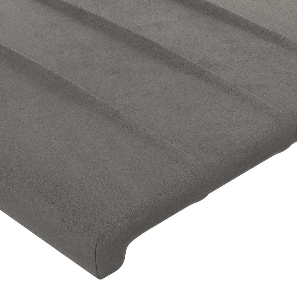 sengegavl med LED-lys 200x5x78/88 cm fløjl lysegrå