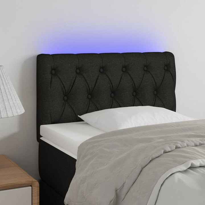 sengegavl med LED-lys 80x7x78/88 cm stof sort
