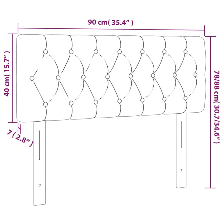 sengegavl med LED-lys 90x7x78/88 cm stof gråbrun