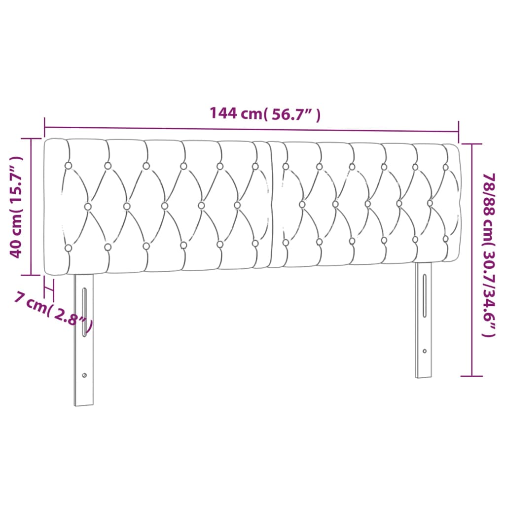 sengegavl med LED-lys 144x7x78/88 cm stof mørkegrå
