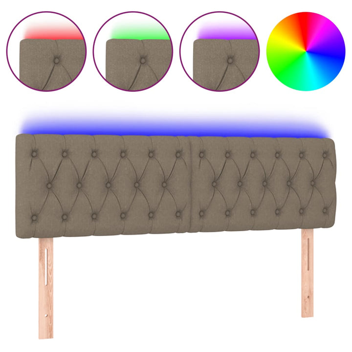 sengegavl med LED-lys 160x7x78/88 cm stof gråbrun