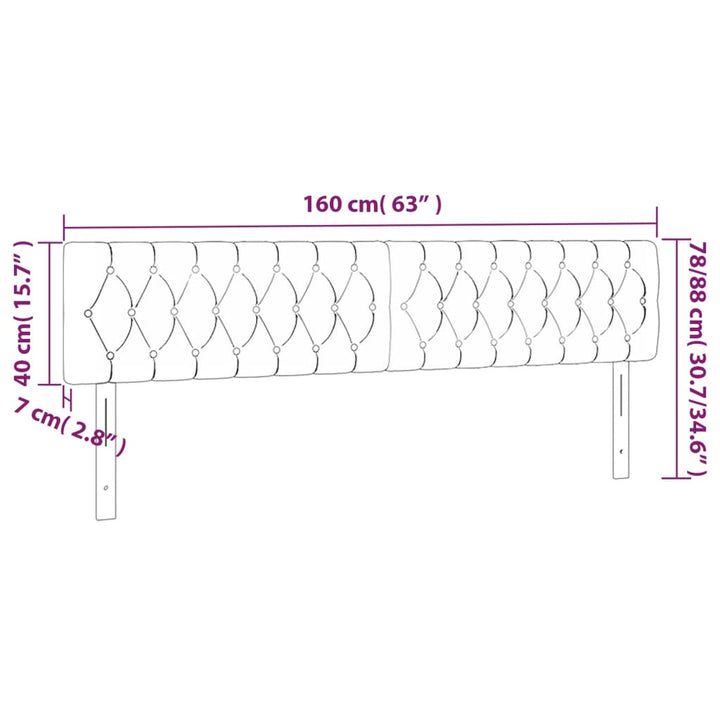 sengegavl med LED-lys 160x7x78/88 cm stof gråbrun