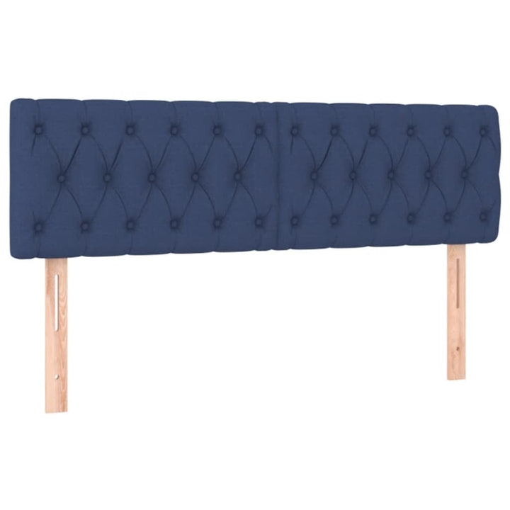 sengegavl med LED-lys 160x7x78/88 cm stof blå