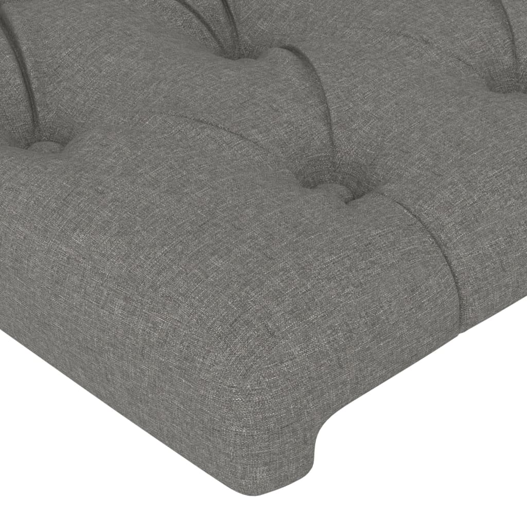 sengegavl med LED-lys 180x7x78/88 cm stof mørkegrå