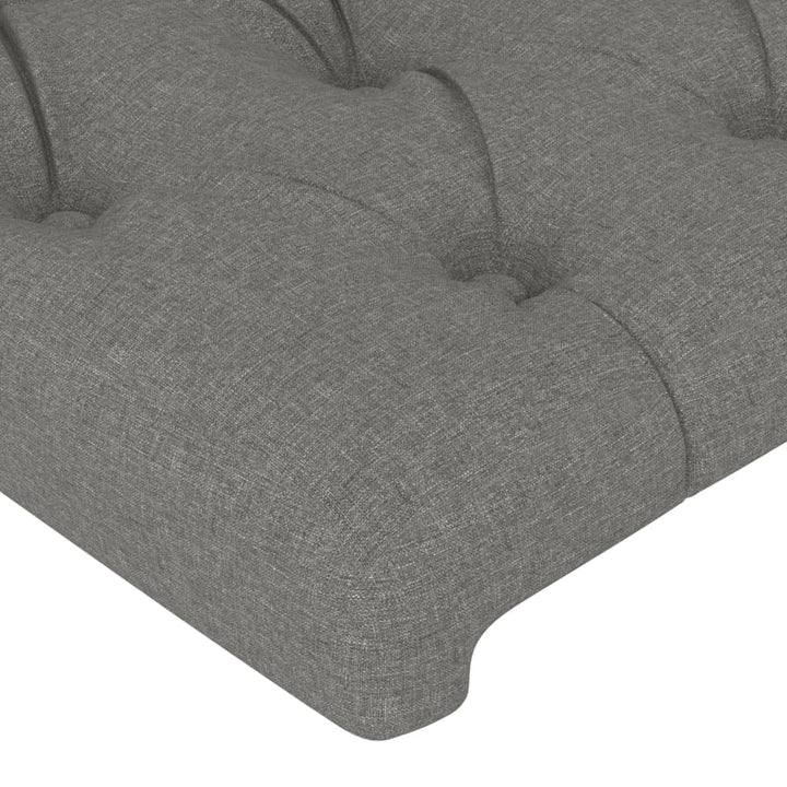 sengegavl med LED-lys 180x7x78/88 cm stof mørkegrå