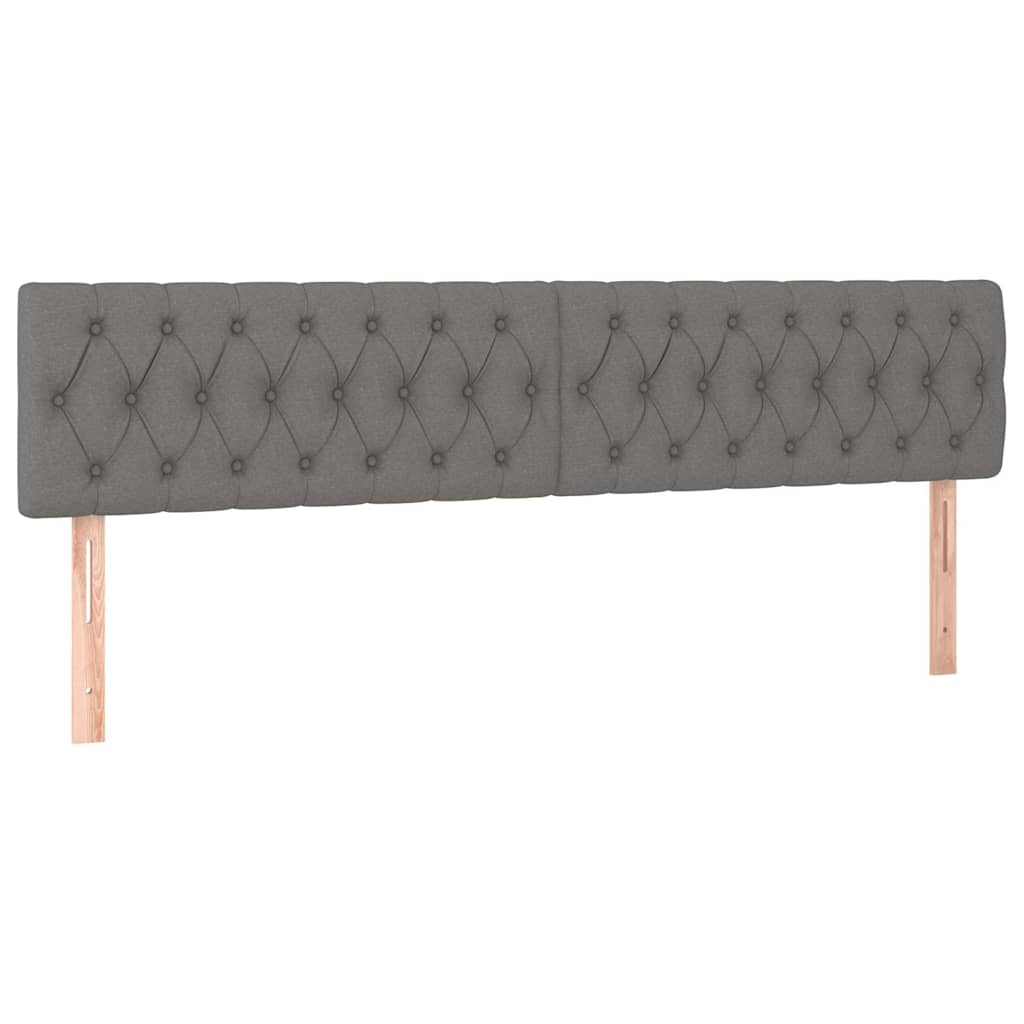 sengegavl med LED-lys 200x7x78/88 cm stof mørkegrå