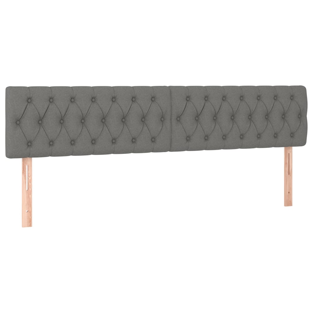 sengegavl med LED-lys 200x7x78/88 cm stof mørkegrå