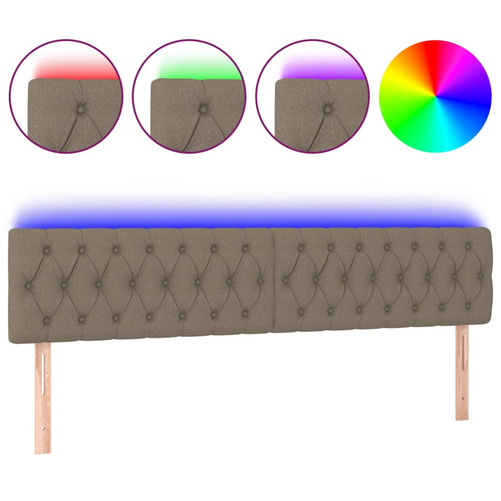 sengegavl med LED-lys 200x7x78/88 cm stof gråbrun