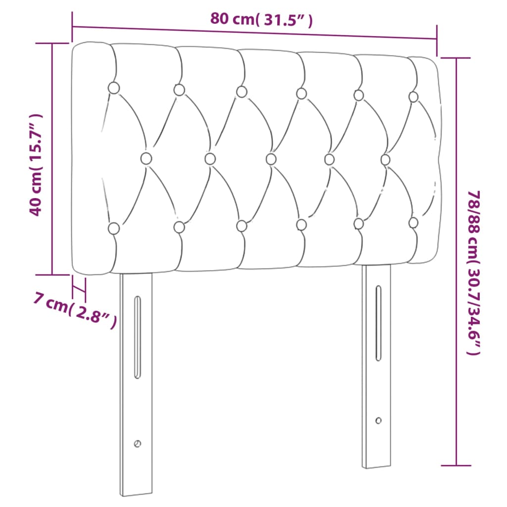 sengegavl med LED-lys 80x7x78/88 cm velour sort