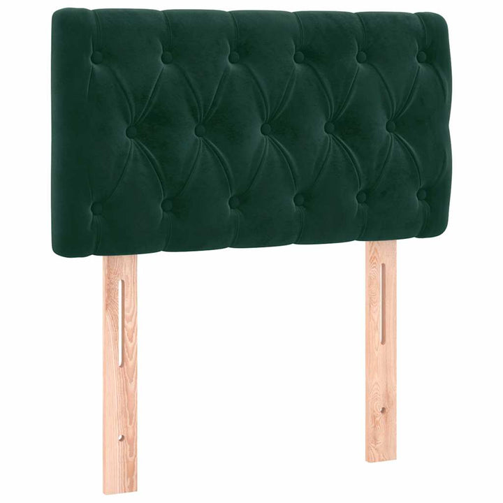 sengegavl med LED-lys 80x7x78/88 cm velour mørkegrøn
