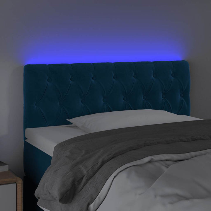 sengegavl med LED-lys 90x7x78/88 cm velour mørkeblå