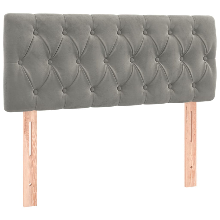 sengegavl med LED-lys 100x7x78/88 cm velour lysegrå