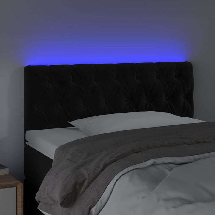 sengegavl med LED-lys 100x7x78/88 cm velour sort