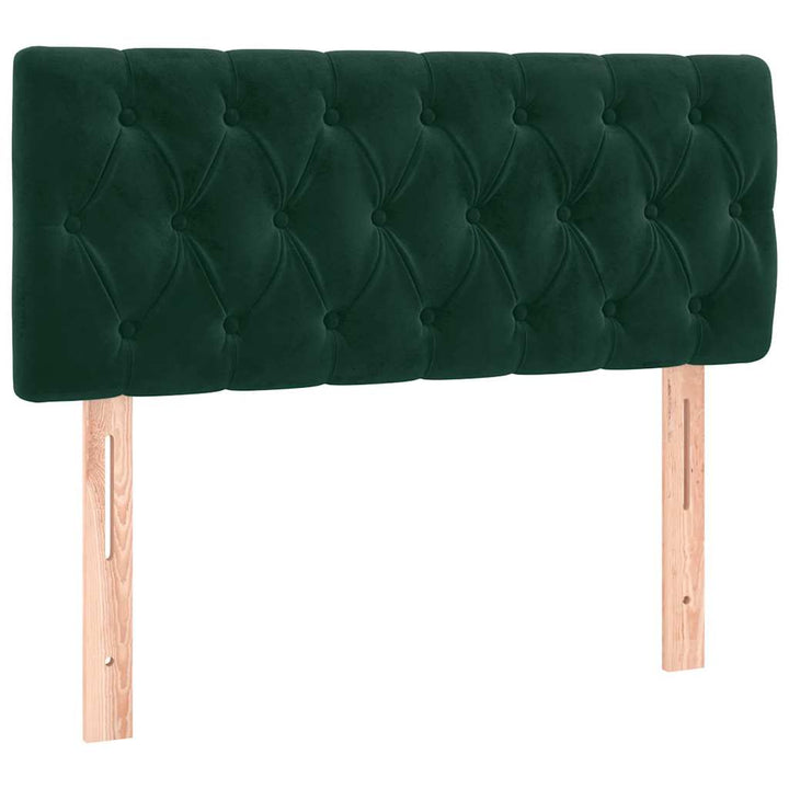 sengegavl med LED-lys 100x7x78/88 cm velour mørkegrøn