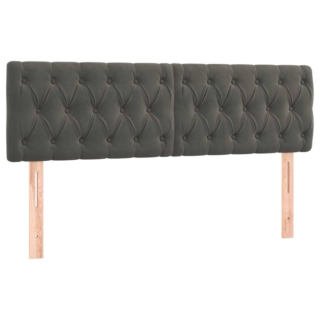 sengegavl med LED-lys 144x7x78/88 cm velour mørkegrå