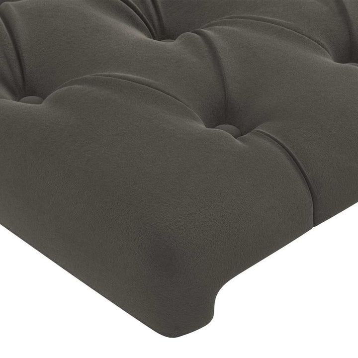 sengegavl med LED-lys 144x7x78/88 cm velour mørkegrå