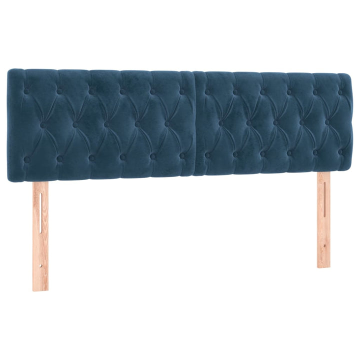 sengegavl med LED-lys 144x7x78/88 cm velour mørkeblå