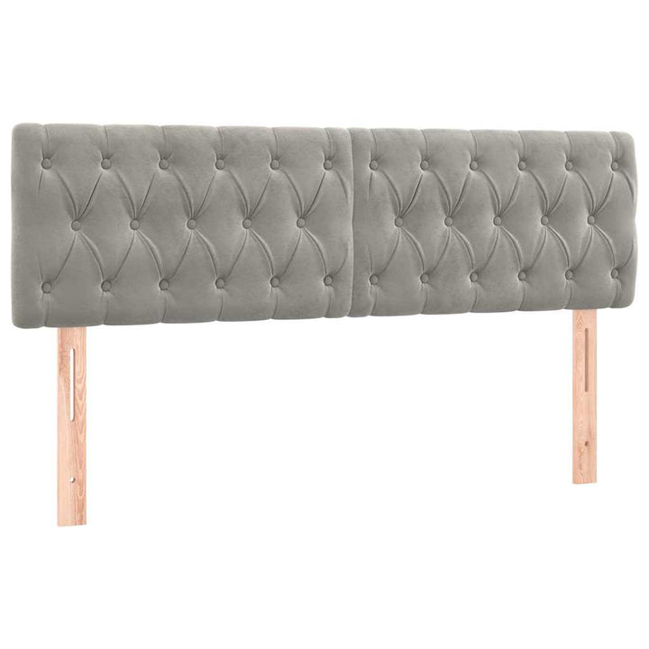 sengegavl med LED-lys 160x7x78/88 cm velour lysegrå