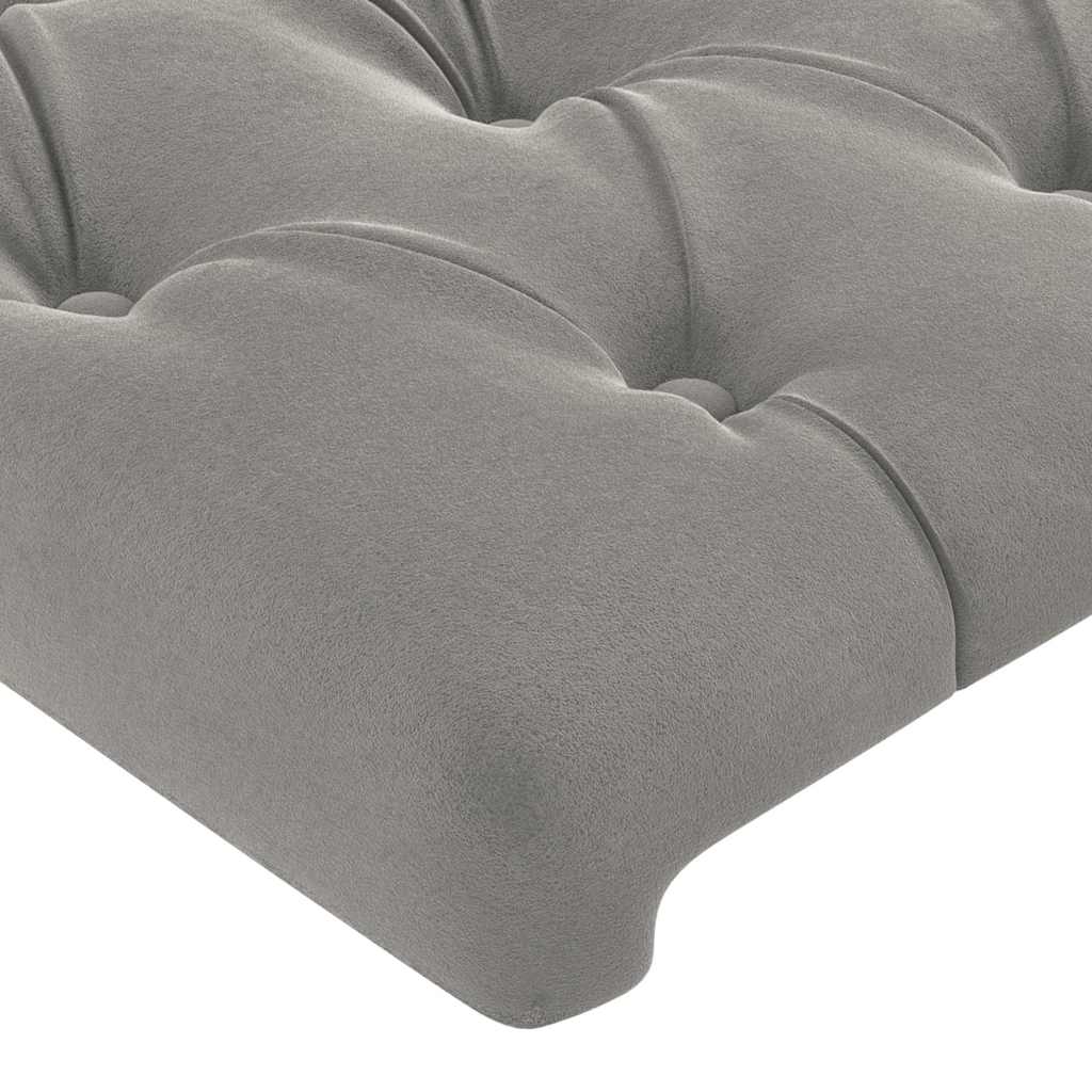 sengegavl med LED-lys 160x7x78/88 cm velour lysegrå