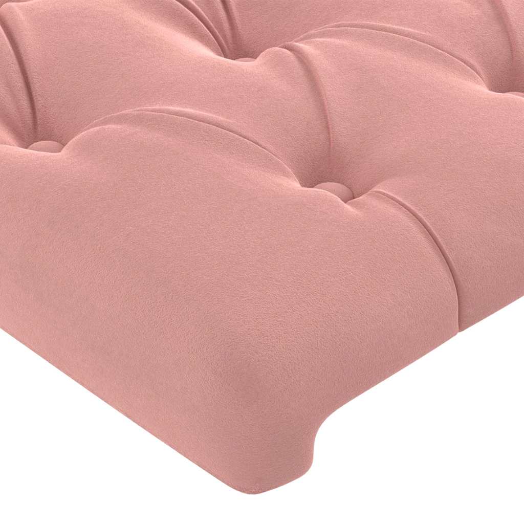 sengegavl med LED-lys 160x7x78/88 cm velour lyserød