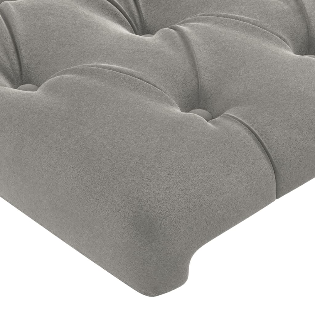 sengegavl med LED-lys 180x7x78/88 cm velour lysegrå