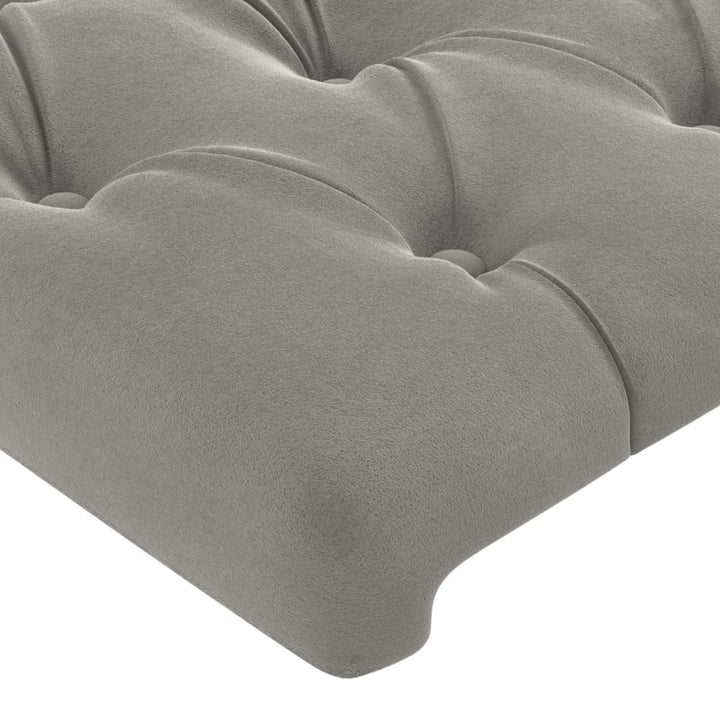 sengegavl med LED-lys 180x7x78/88 cm velour lysegrå