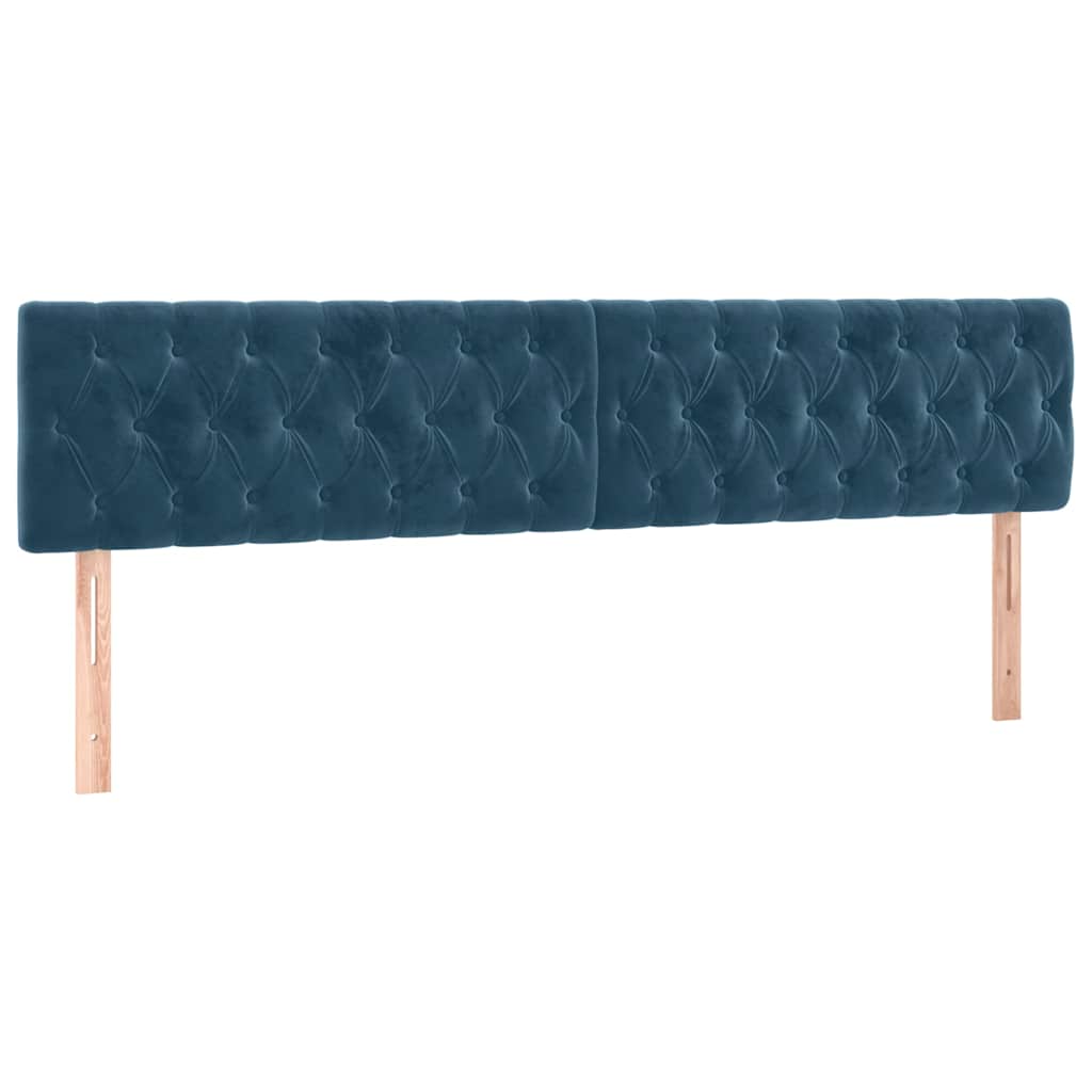 sengegavl med LED-lys 180x7x78/88 cm velour mørkeblå