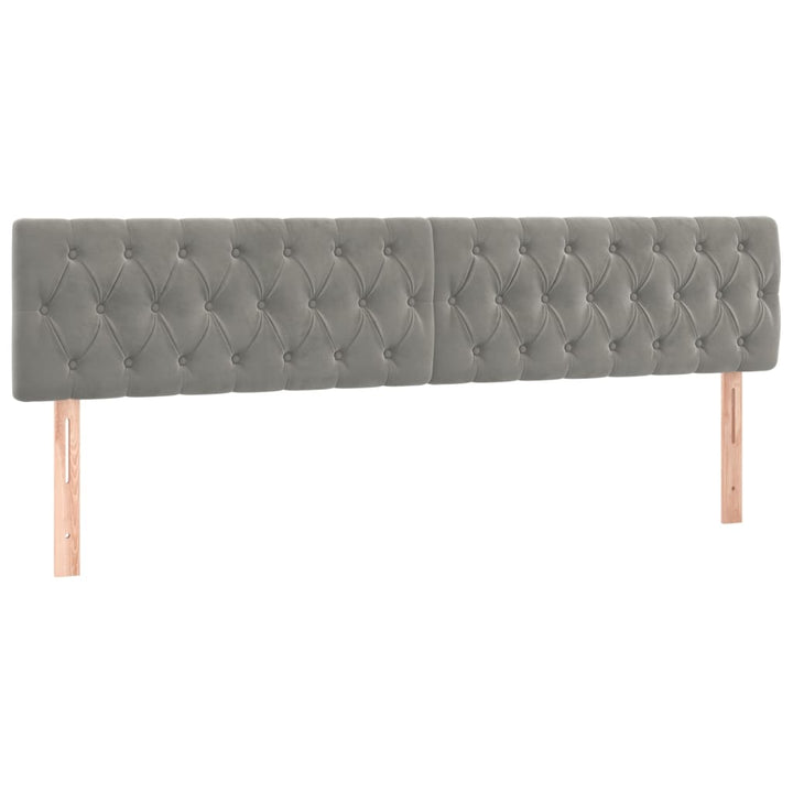 sengegavl med LED-lys 200x7x78/88 cm velour lysegrå