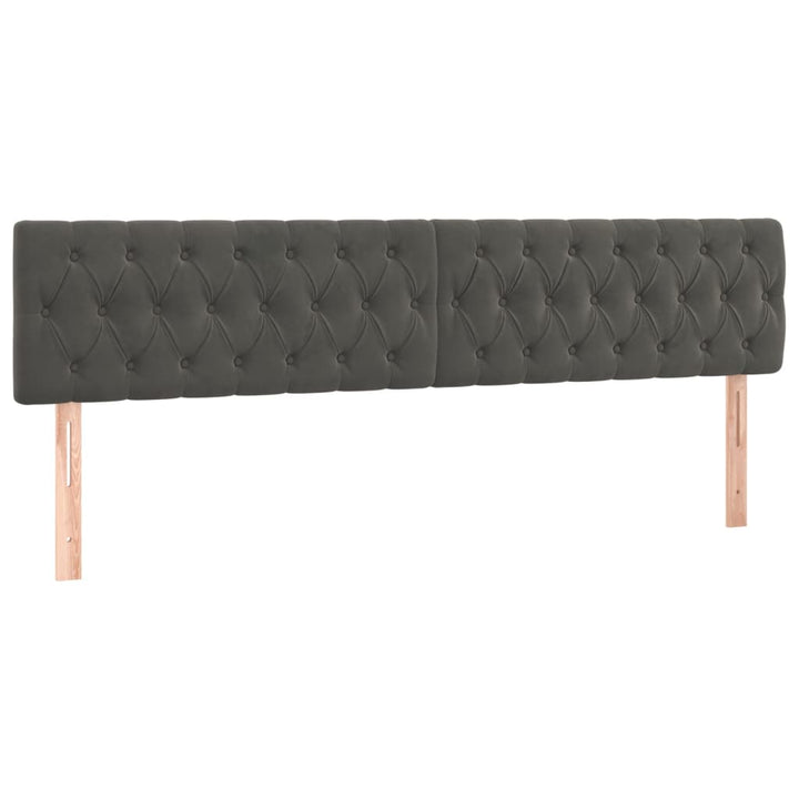 sengegavl med LED-lys 200x7x78/88 cm velour mørkegrå