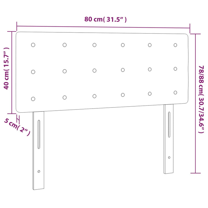 sengegavl med LED-lys 80x5x78/88 cm stof sort