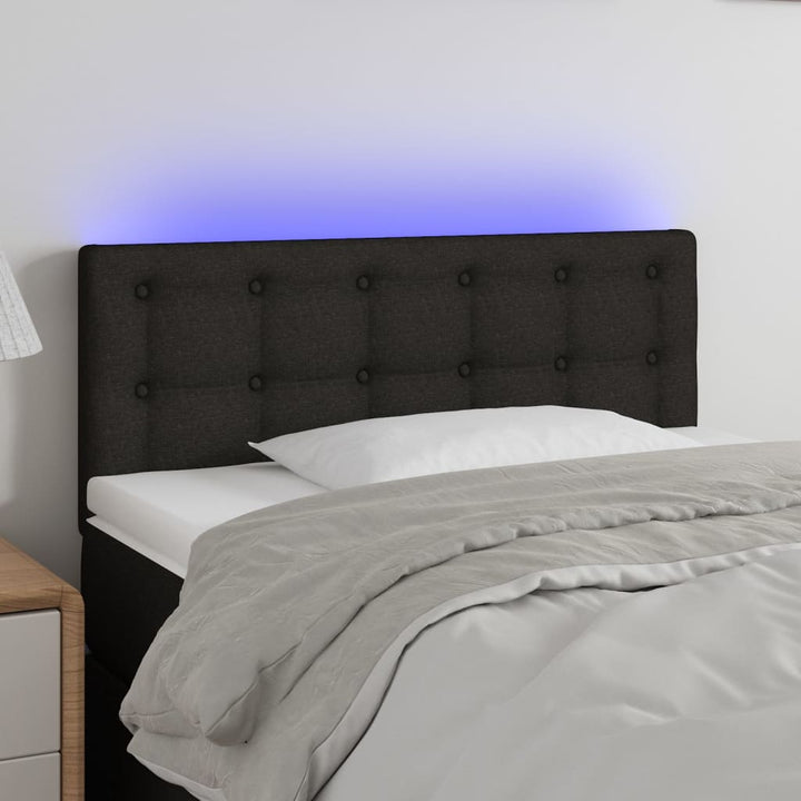 sengegavl med LED-lys 80x5x78/88 cm stof sort