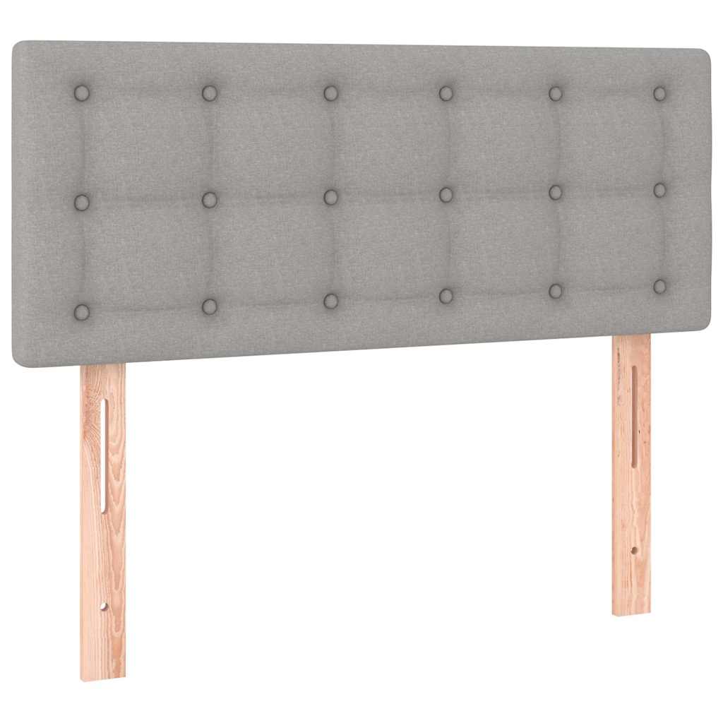 sengegavl med LED-lys 90x5x78/88 cm stof lysegrå