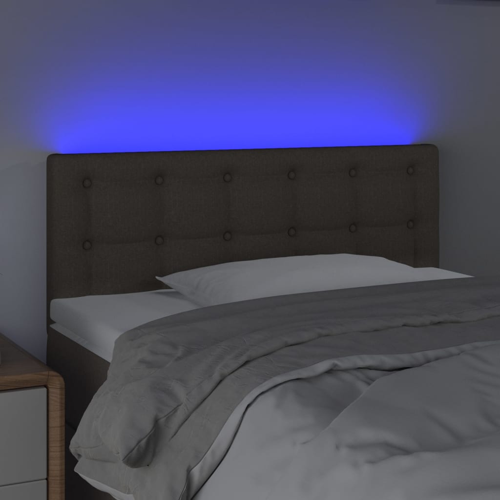 sengegavl med LED-lys 90x5x78/88 cm stof gråbrun