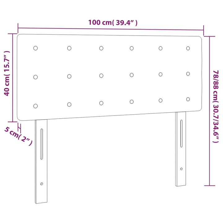 sengegavl med LED-lys 100x5x78/88 cm stof mørkebrun