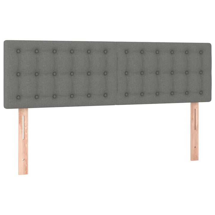 sengegavl med LED-lys 144x5x78/88 cm stof mørkegrå