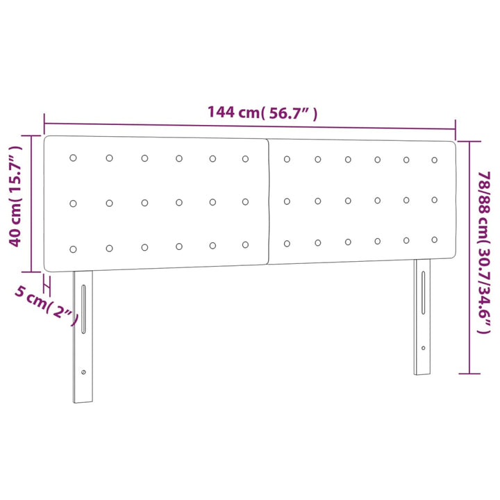 sengegavl med LED-lys 144x5x78/88 cm stof sort