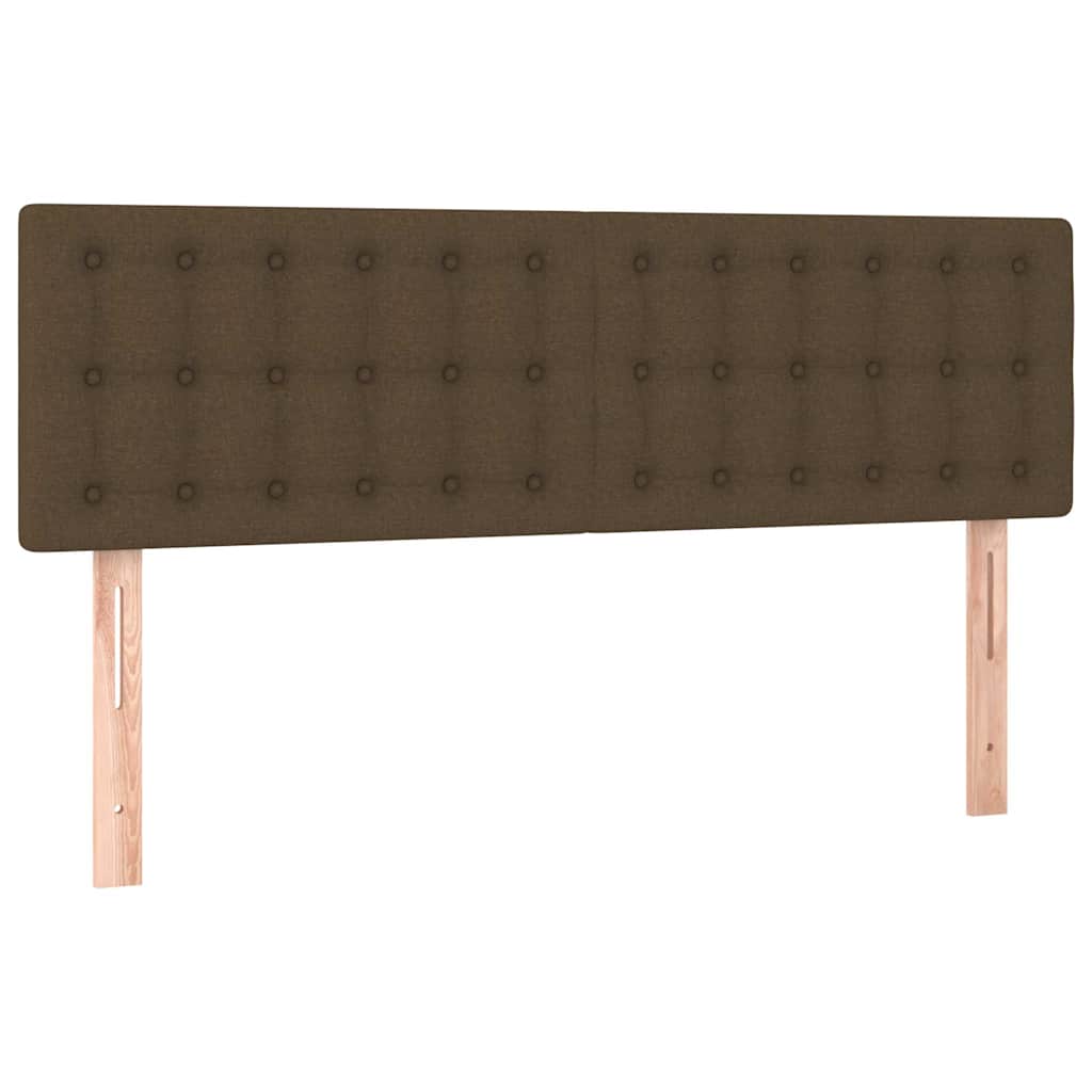 sengegavl med LED-lys 144x5x78/88 cm stof mørkebrun